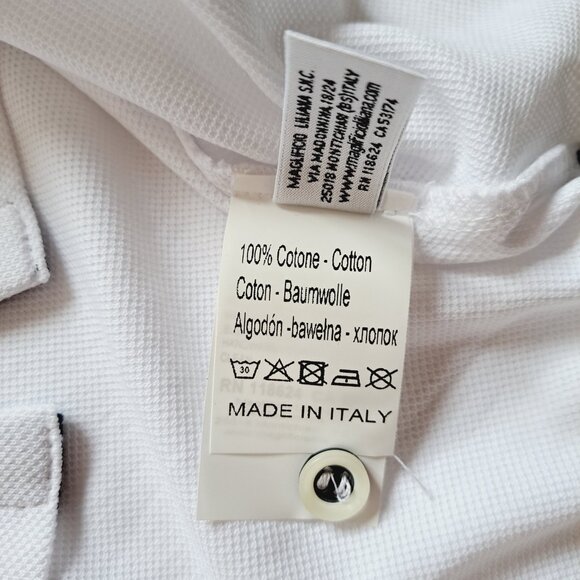 New Men's Impulso Italian While Blue Short Sleeves 100% Cotton Polo Shirt Size M - Picture 16 of 16